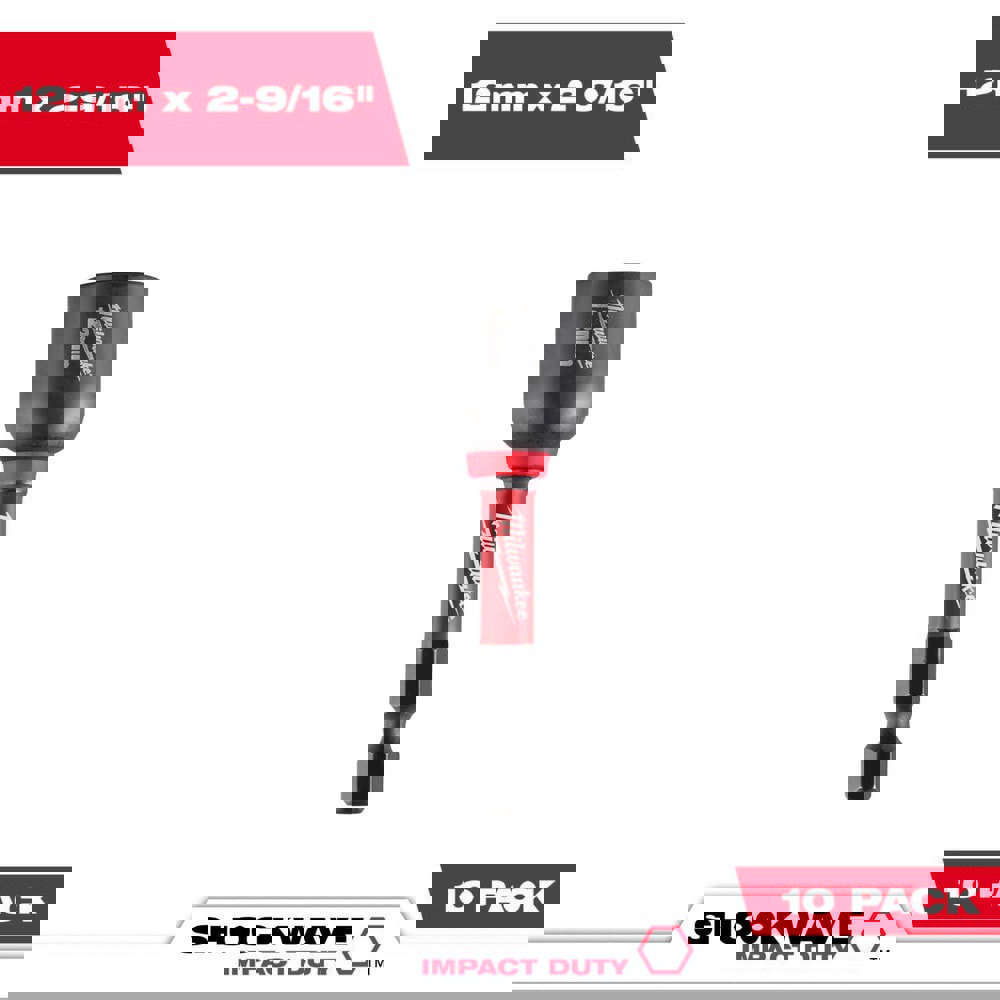 Power & Impact Screwdriver Bit Sets; Bit Type: Impact Nut Driver ; Point Type: Hex ; Drive Size: 12 mm ; Overall Length (Inch): 2-9/16 ; Hex Size Range (Inch): 1/4 ; Blade Width: 1/4